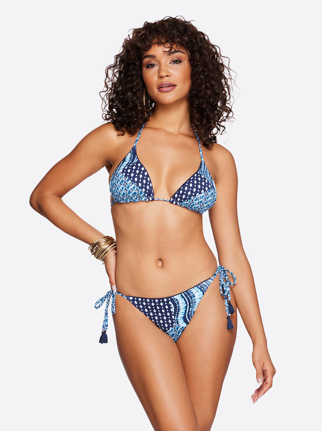 Reversible Triangle Bikini Top in Shibori