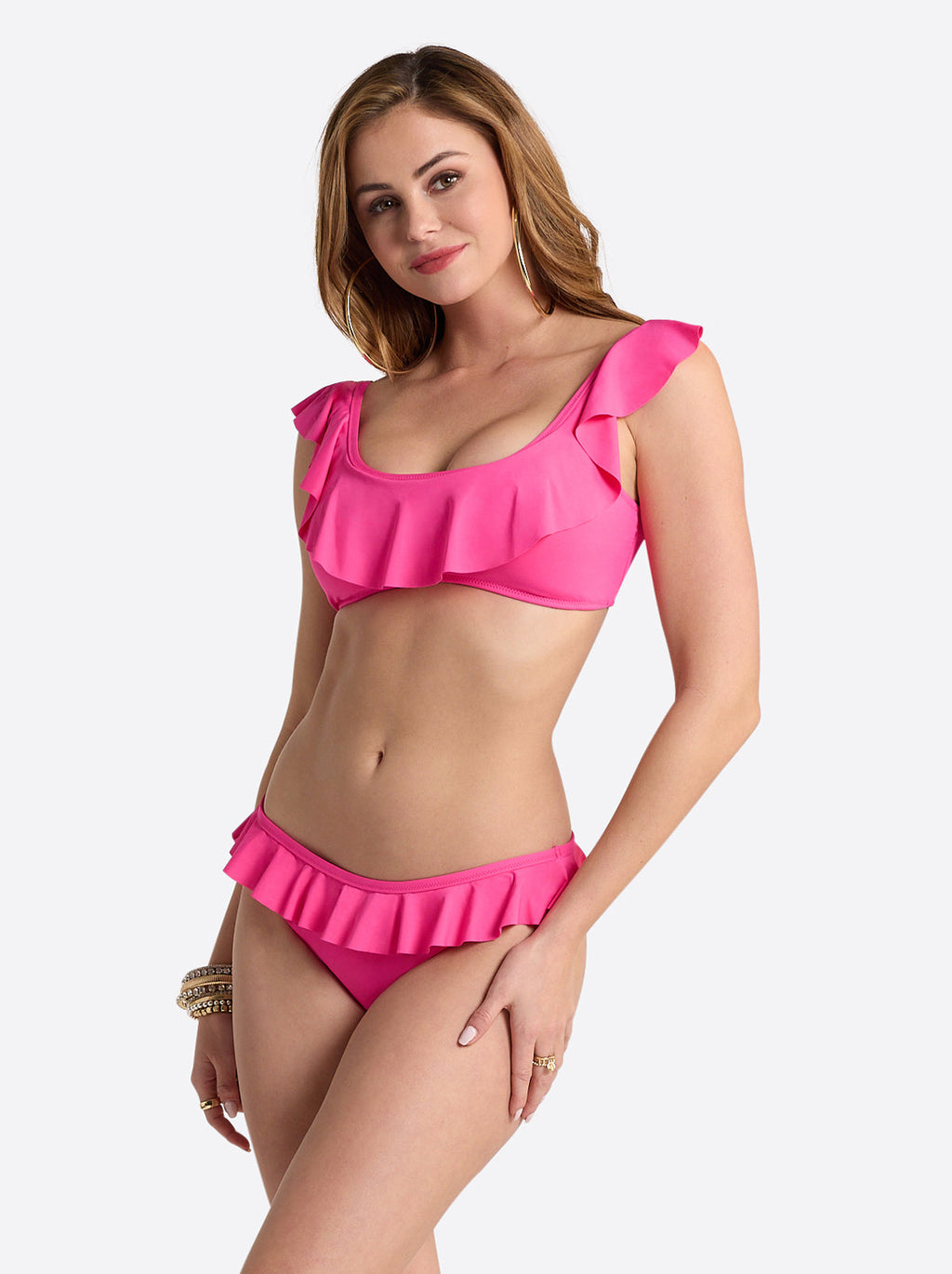 Solids Ruffle Bralette in Hot Pink