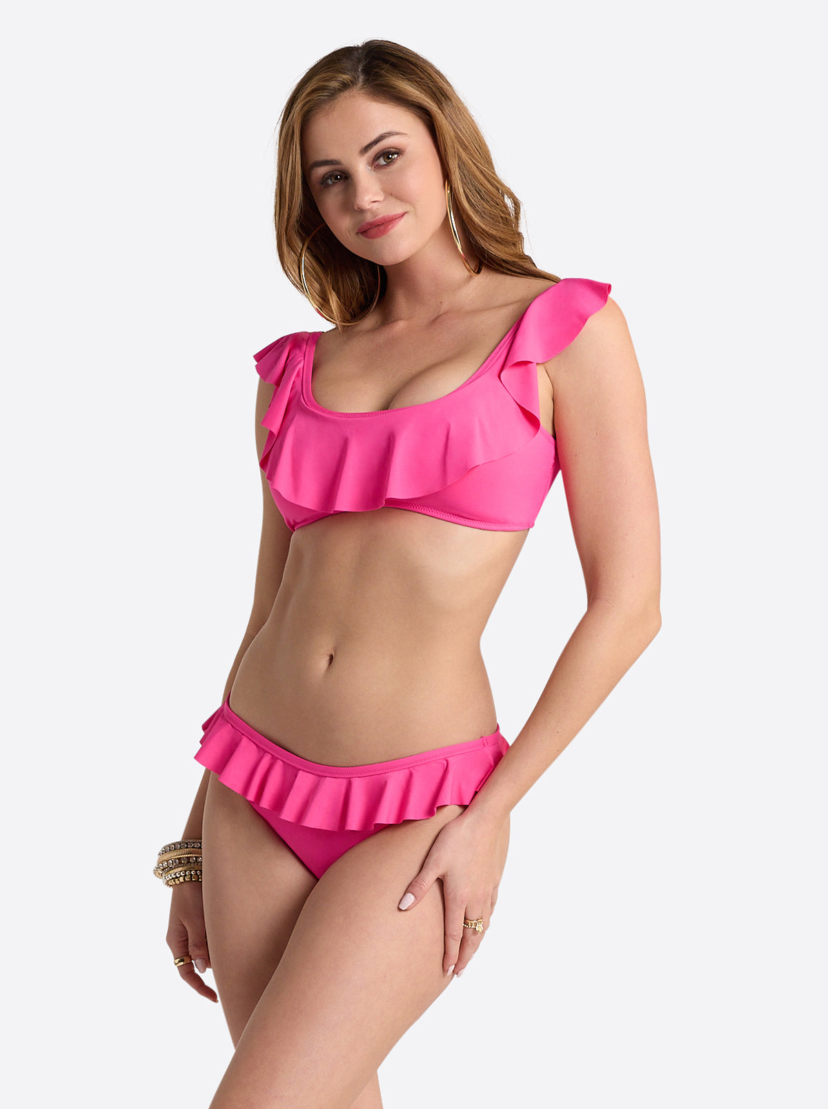Solids Ruffle Bralette in Hot Pink