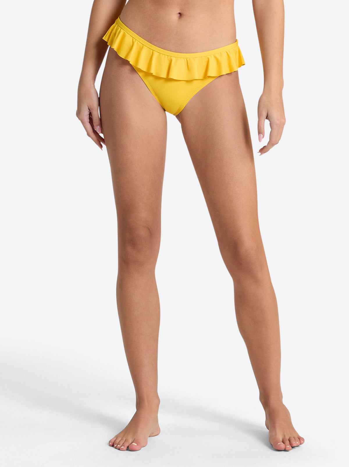 Solids Ruffle Bikini Bottom in Tangerine