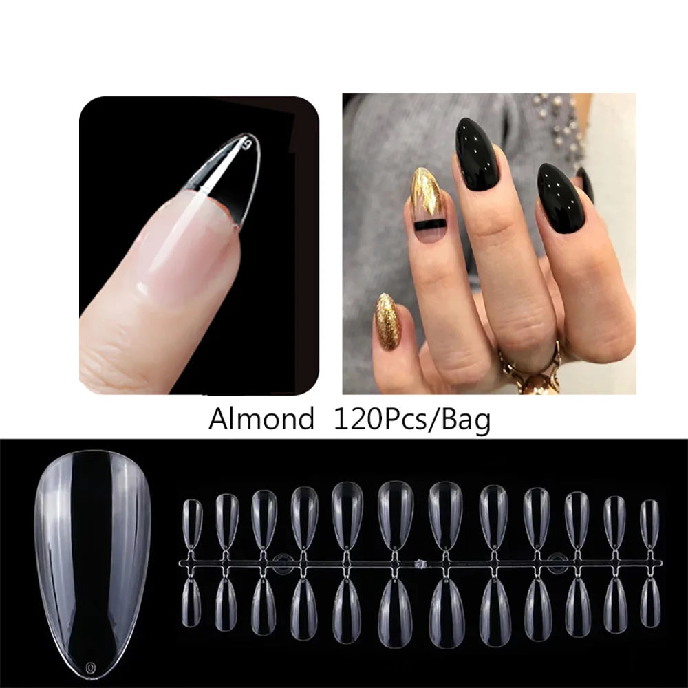 120pcs/set Matte Soft Full Cover Oval Almond Sculpted Women False Nails Fake Nail Press On Nail Tips