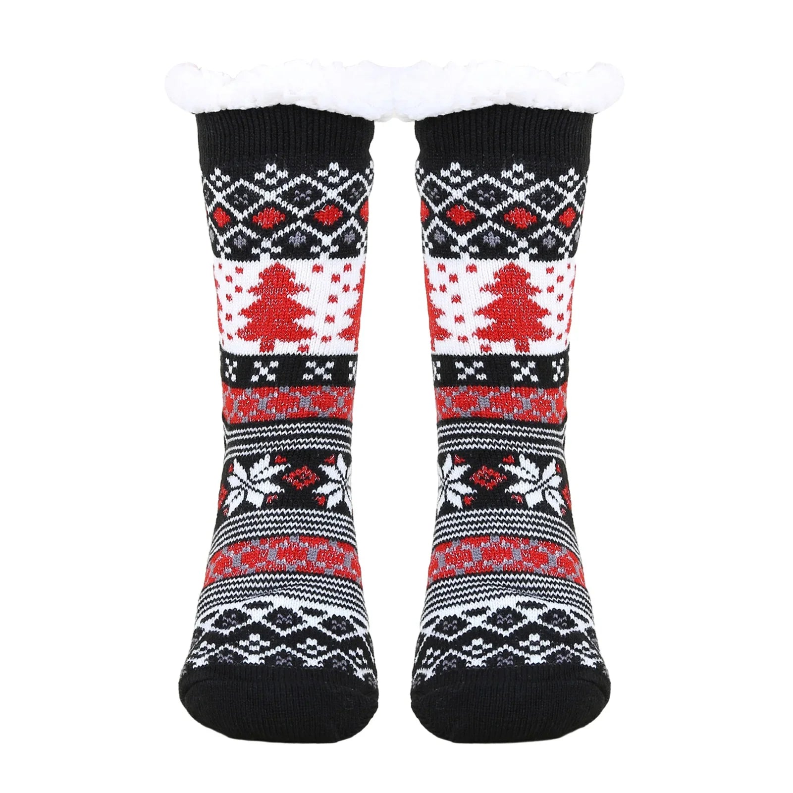 1 Pair Trendy Cartoon Christmas Clear Print Anti-shrink Santa Snowman Women Socks Xmas Fall Gift