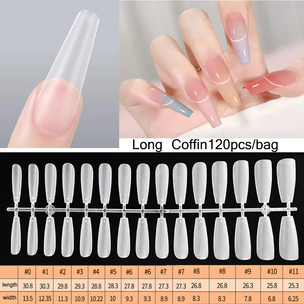 120pcs/set Matte Soft Full Cover Oval Almond Sculpted Women False Nails Fake Nail Press On Nail Tips