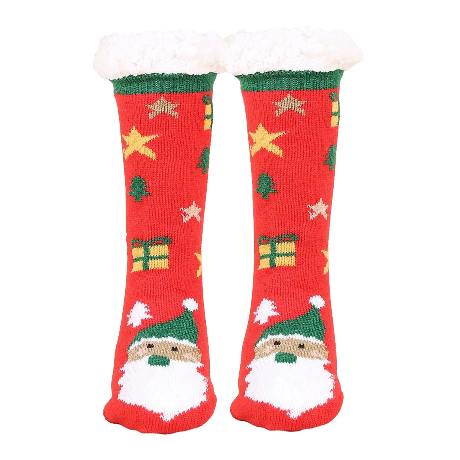 1 Pair Trendy Cartoon Christmas Clear Print Anti-shrink Santa Snowman Women Socks Xmas Fall Gift