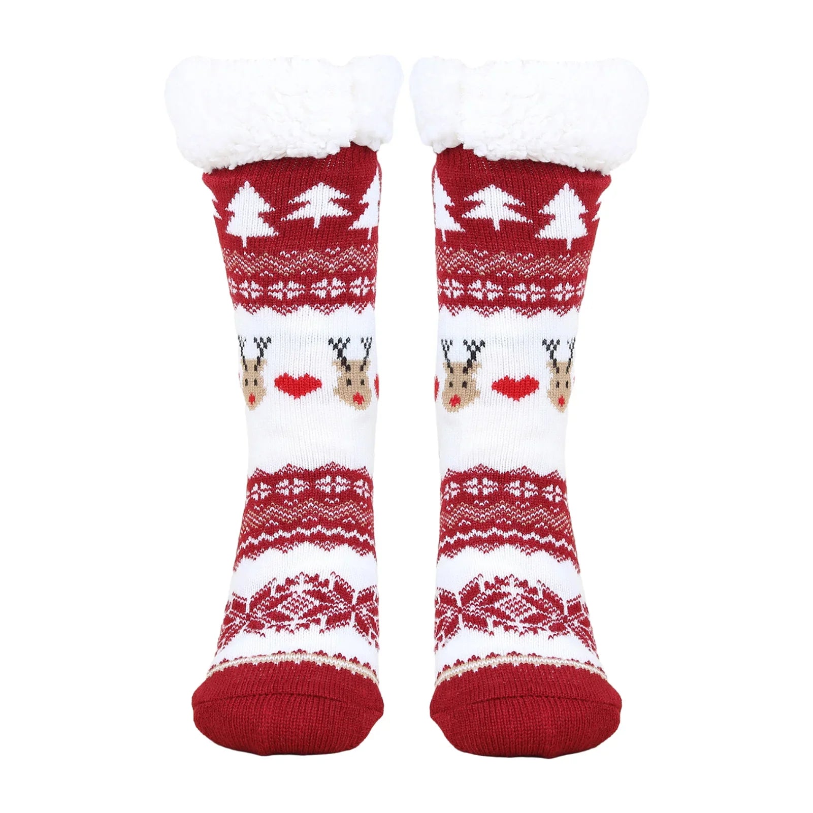 1 Pair Trendy Cartoon Christmas Clear Print Anti-shrink Santa Snowman Women Socks Xmas Fall Gift