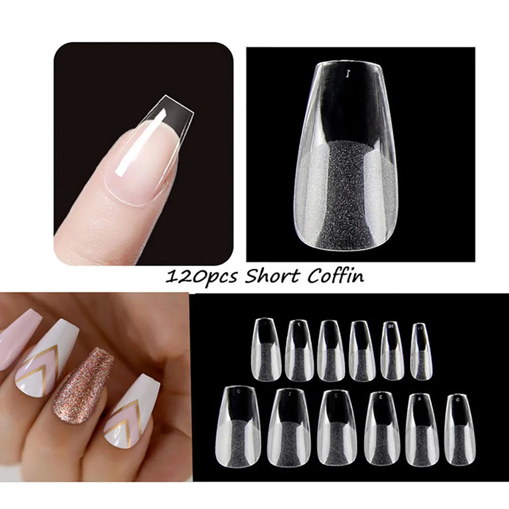 120pcs/set Matte Soft Full Cover Oval Almond Sculpted Women False Nails Fake Nail Press On Nail Tips