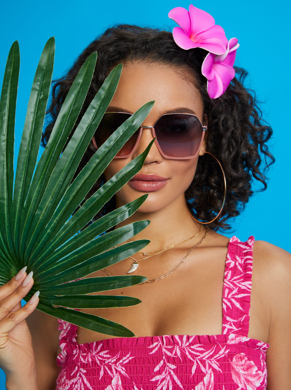 Geometric Metal Sunglasses in Rose Gold