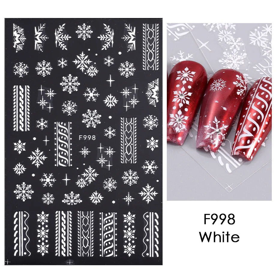 1PC Christmas Tree 3D New Year Decorations Laser Snowflake Fall Nail Stickers Press on Nails Decal