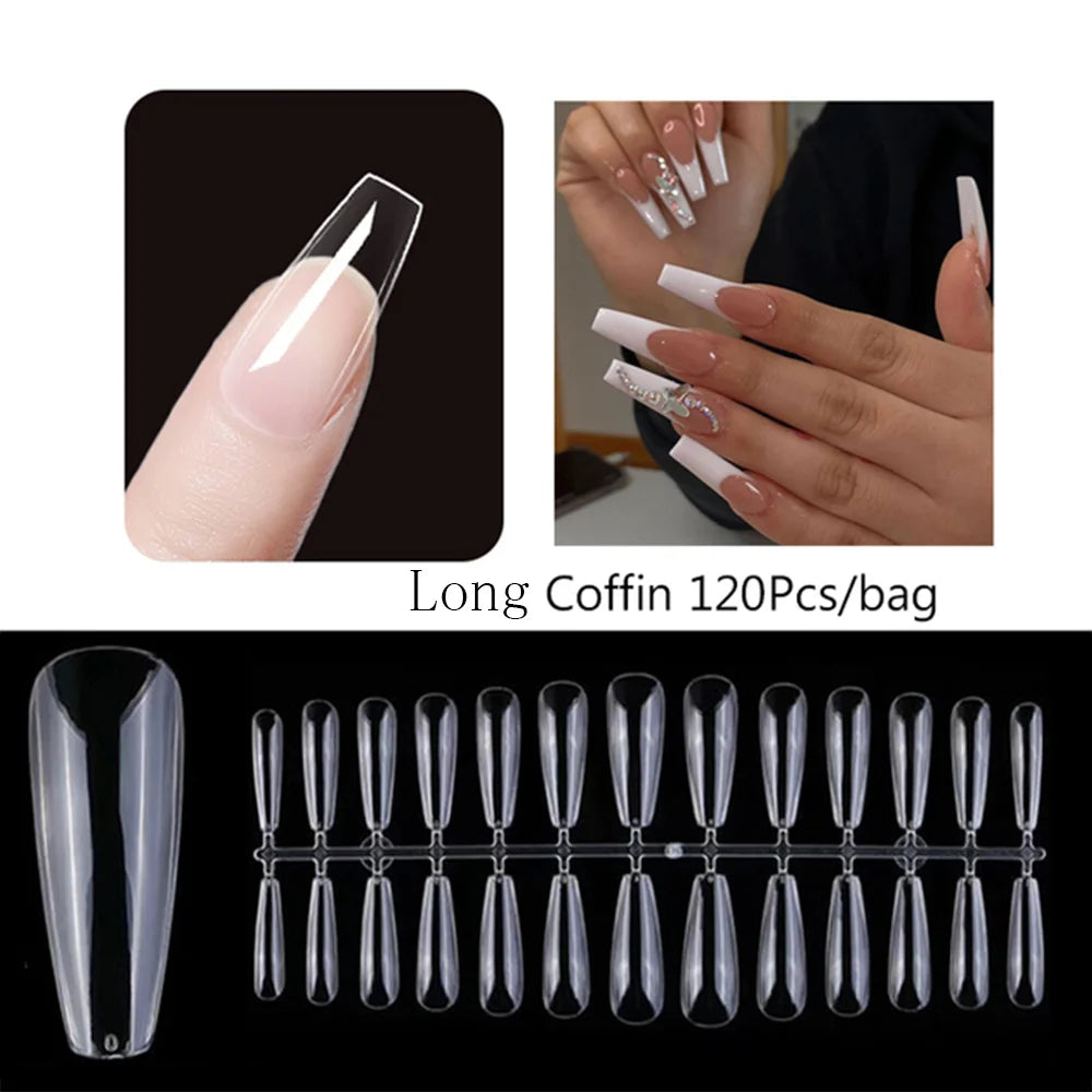 120pcs/set Matte Soft Full Cover Oval Almond Sculpted Women False Nails Fake Nail Press On Nail Tips