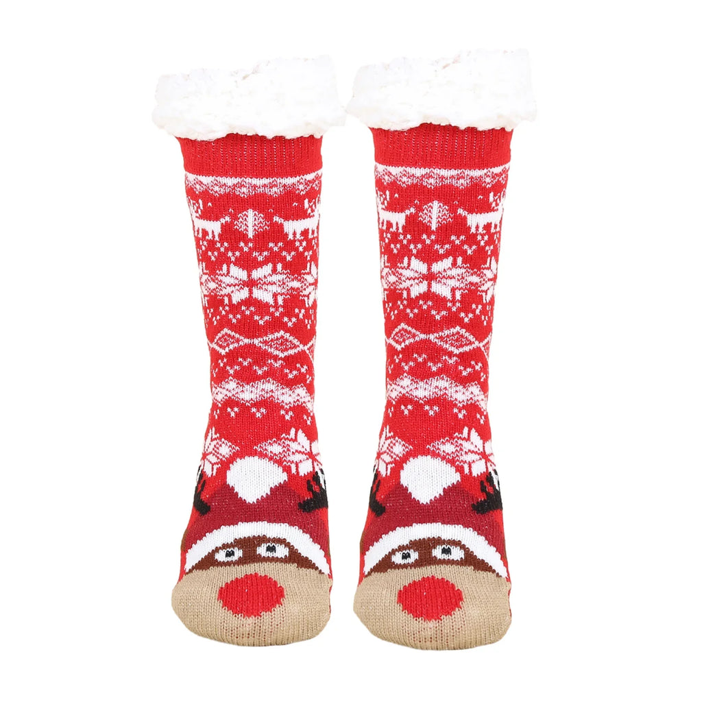 1 Pair Trendy Cartoon Christmas Clear Print Anti-shrink Santa Snowman Women Socks Xmas Fall Gift