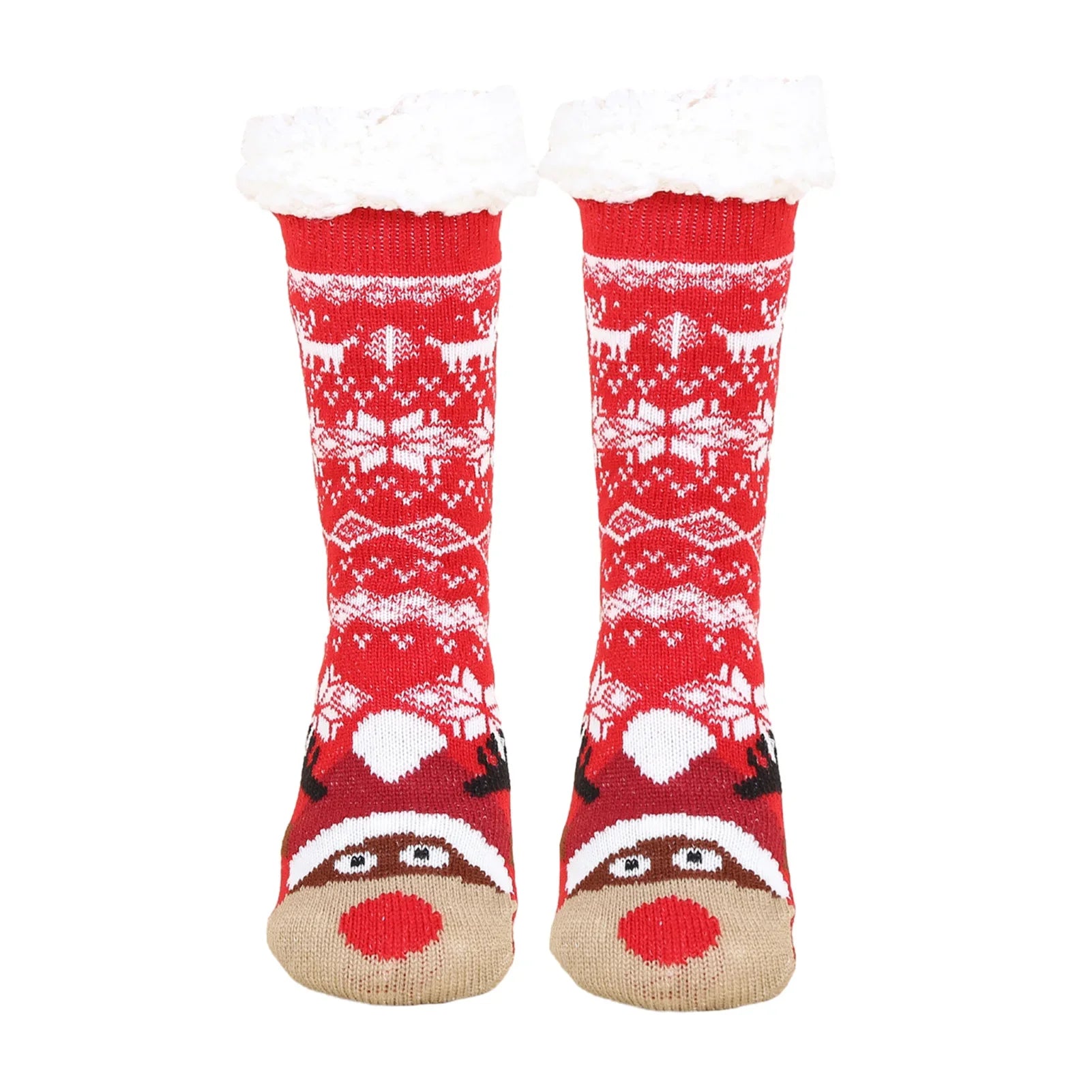 1 Pair Trendy Cartoon Christmas Clear Print Anti-shrink Santa Snowman Women Socks Xmas Fall Gift