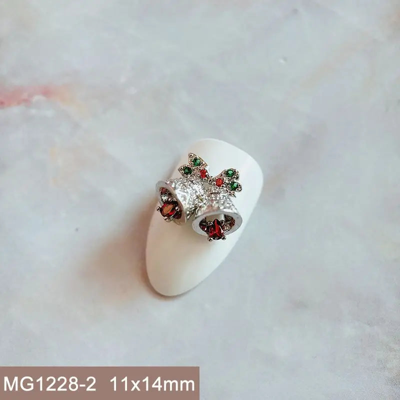 10pcs Xmas Christmas Tree Rotating Snowflakes Zircon Nail Art Manicure Nails Accessories DIY Nail Decorations Supplies Charms