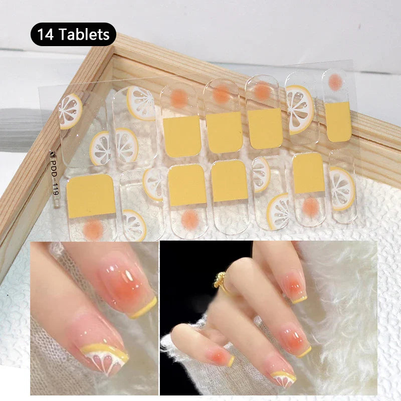 16/22 Tips 3D Nail Art Sticker Fall Christmas Snow Blue Diamonds Full Manicure DIY Nail Strips Decor