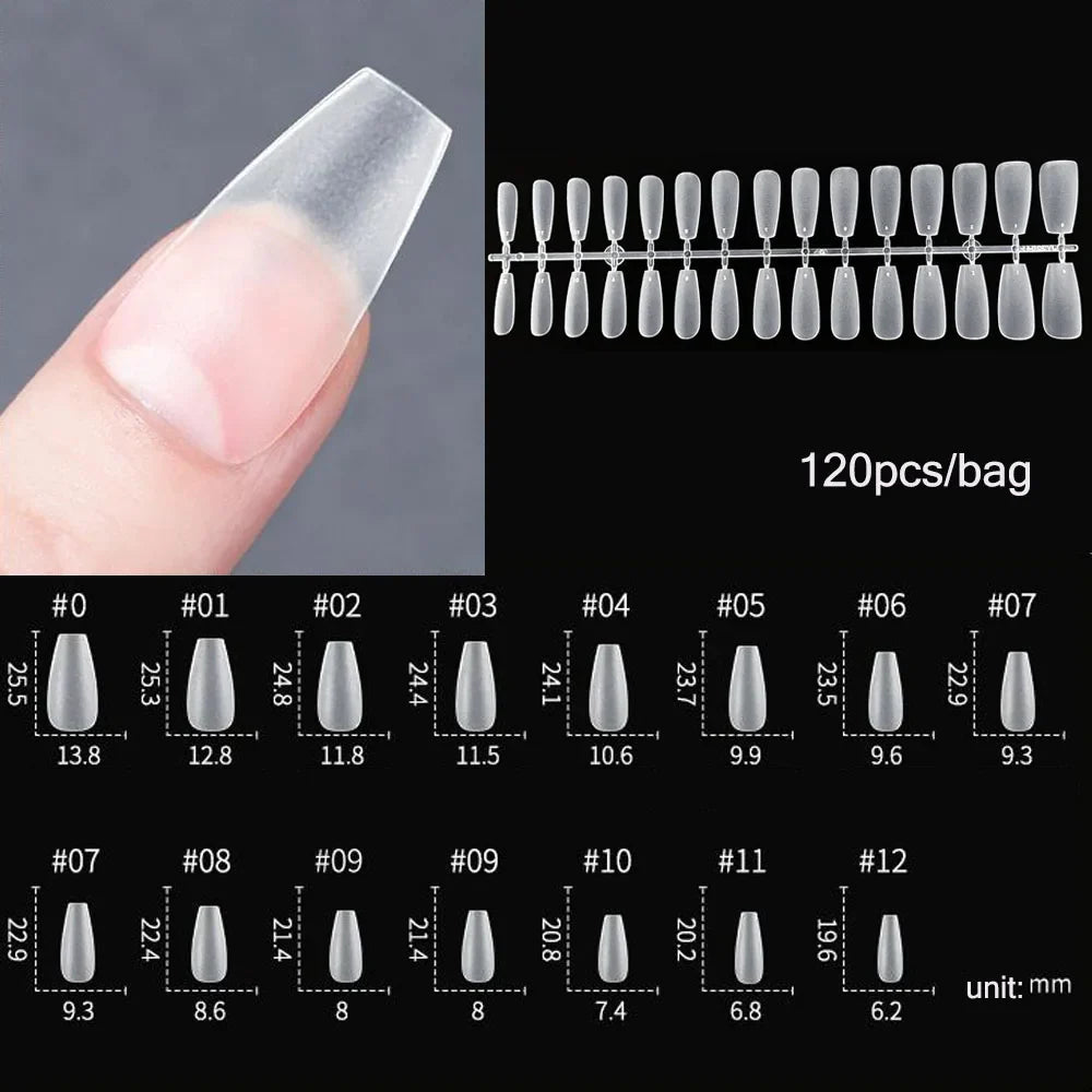 120pcs/set Matte Soft Full Cover Oval Almond Sculpted Women False Nails Fake Nail Press On Nail Tips